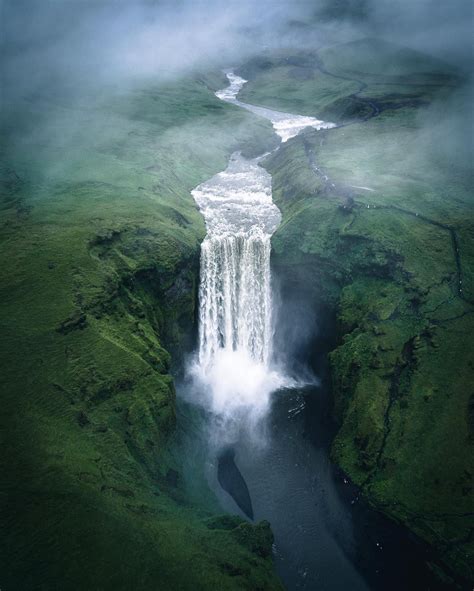 Dancing With The Elves Of Iceland Waterfall Aerial Photo Iceland
