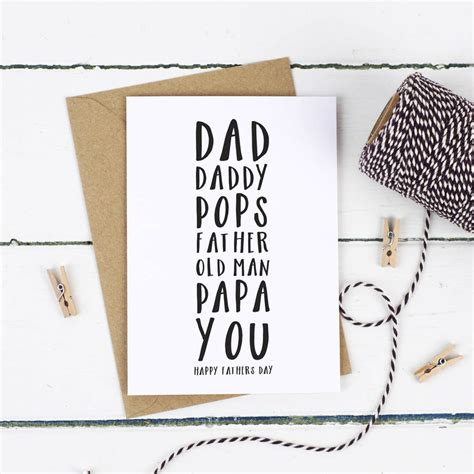 Dads Names Fathers Day Card By Russet And Gray