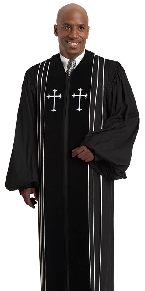 Black Pulpit Robe With White Accents Clergy Apparel Church Robes