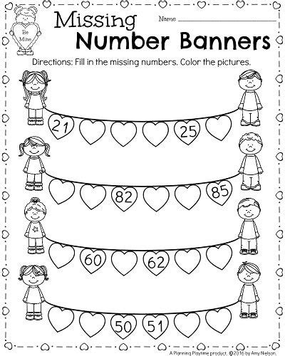 Kindergarten Math And Literacy Worksheets For February Planning Playtime
