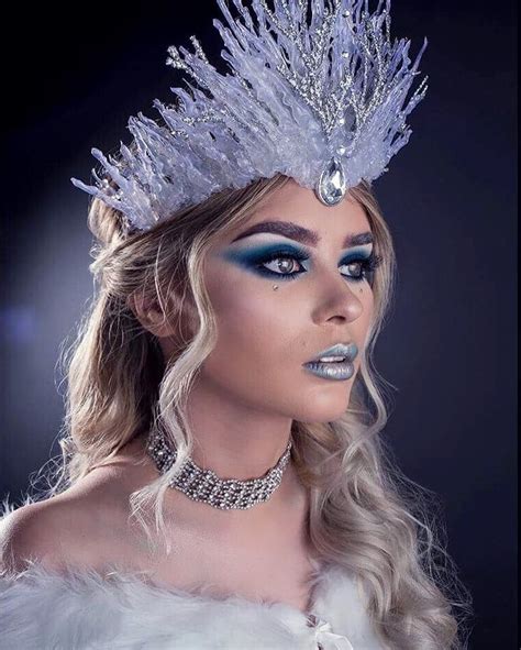 Ice snow queen crown costume makeup look inspiration by