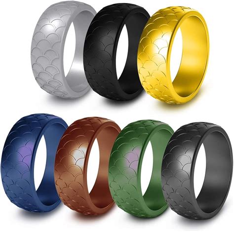 Glupez Silicone Wedding Ring Band For Men Single7 Pack
