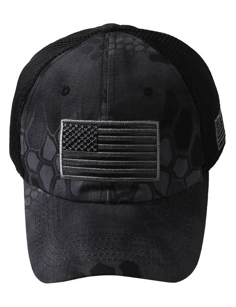 Us Military Cap American Flag Mesh Tactical Hat Embroidered Logo Camo