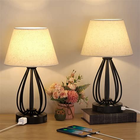 Haitral Touch Control Table Lamp Set3 Way Dimmable Usb Bedside Desk