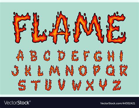Flame Alphabet Fire Graffiti Text Letters Vector Image