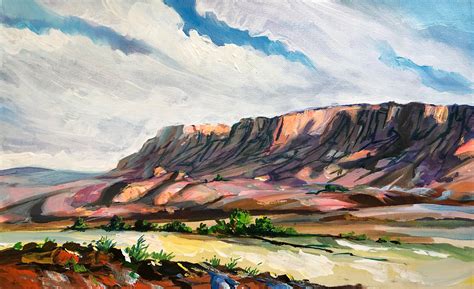 Desert Mountains Art Original Acrylic Painting On Canvas Etsy