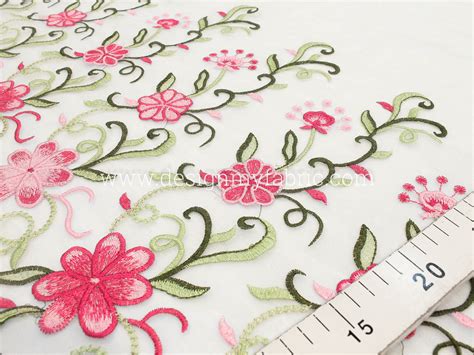 Pink And Green Organza Floral Lace Fabric 83226 Design My Fabric