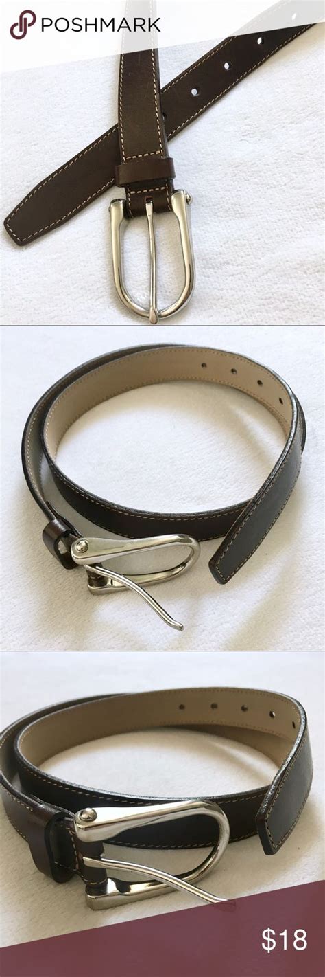Banana Republic Belt Leather Brown Silver Buckle Belt Leather Brown