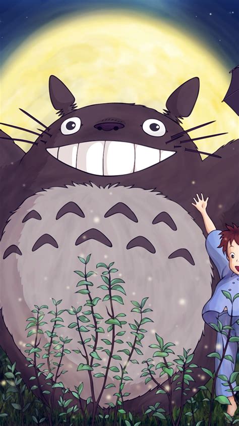 Iphone Wallpaper Au60 Totoro Forest Anime Cute Illustration Art Blue