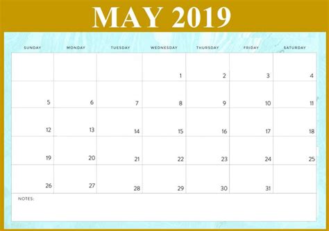 Free Printable May 2019 Calendar Template Pdf Word Excel