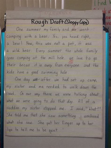 Rough Draft Of My Bear Story Rough Draft Anchor Charts Literacy