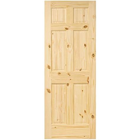 6 Panel Colonial Double Hip Knotty Clear Pine Interior Door Slab 32x80