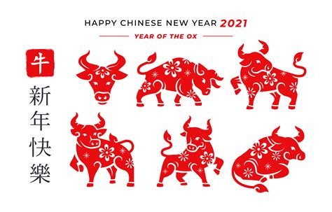 Red Chinese Zodiac Ox 1445949 Vector Art At Vecteezy