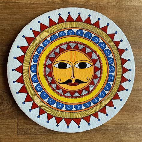 Hand Made Madhubani Painting Sun Madhubani Painting Surya Etsy In