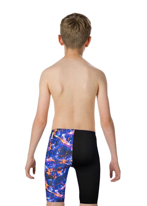 Speedo Boys Digital Allover V Cut Jammer Black Yellow Blue Salso