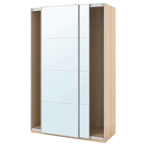 Two ikea pax 100x236 wardrobes spaced about 172cm apart. PAX - wardrobe with sliding doors, white stained oak ...
