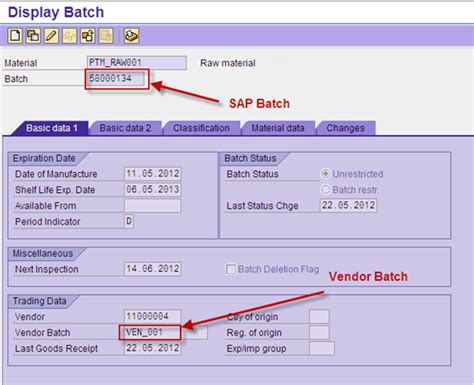 Align Vendor Batch Number With Sap Batch Number During Goods Receipt