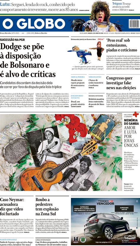 Capa Do Jornal O Globo Globo Manchetes De Jornal Capas De Jornais