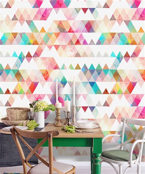 Removable Peel N Stick Wallpaper Self Adhesive Geometric Etsy