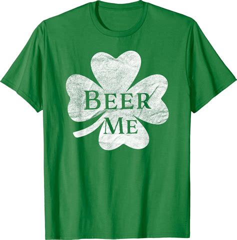 Adult Beer Me St Pats Shamrock Four Leaf Clover T Shirt Clothing Shoes And Jewelry
