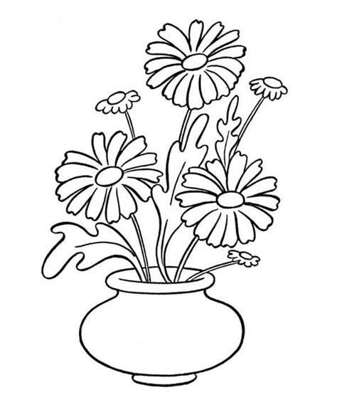 Astonishing draw daisies print this page spring flowers. Daisy In Flower Vase Coloring Page : Coloring Sky
