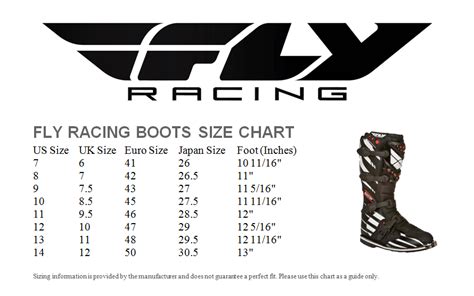 Fly Racing Boot Size Chart The Honda Shop