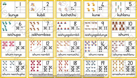 Each worksheet features a fun design that. Isizulu - picture - number - dot - name of numbers 1-20 ...