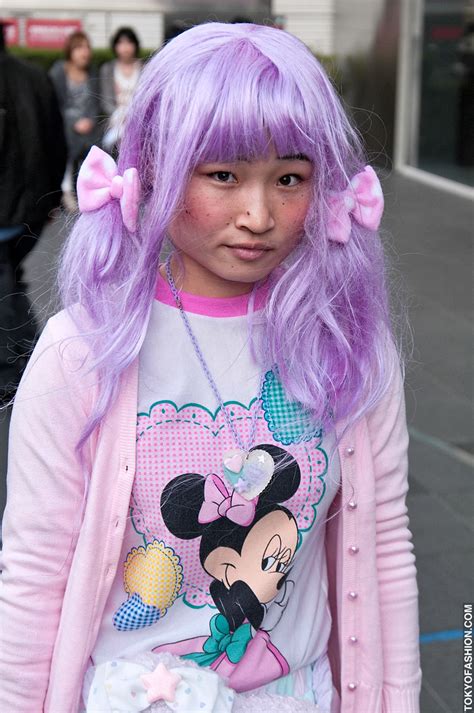 Japanese Girl In Pink Purple And Pastels In Harajuku Tokyo Fashion