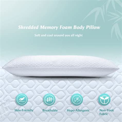 rainmr shredded memory foam full body pillow side sleeper huggable long pillow for body