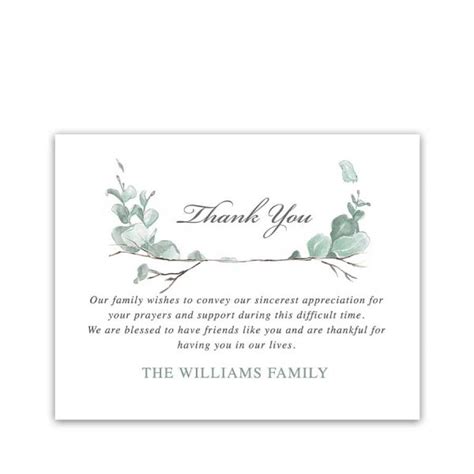 Printable Thank You Card Templates For Funerals And Memorial Services