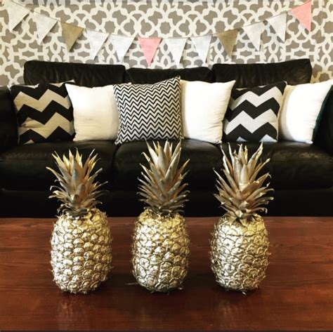 Pineapples are hot in the home decor market! Gold Pineapple Decor Turorial - Quite Contemporary