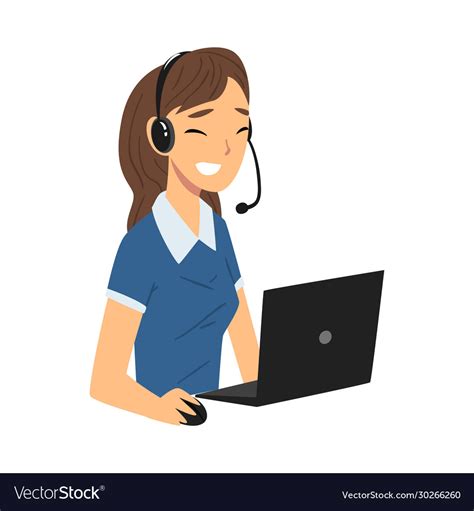 Smiling Female Call Center Operator Customer Vector Image