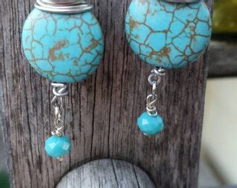 Items Similar To Turquoise Dangle Wire Wrapped Earring On Etsy