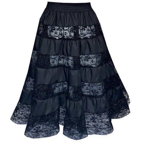 Prairie Skirt With See Through Lace Tiers Square Up Fashions
