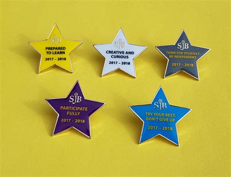 5 Different Colour School Stars Badges With Various
