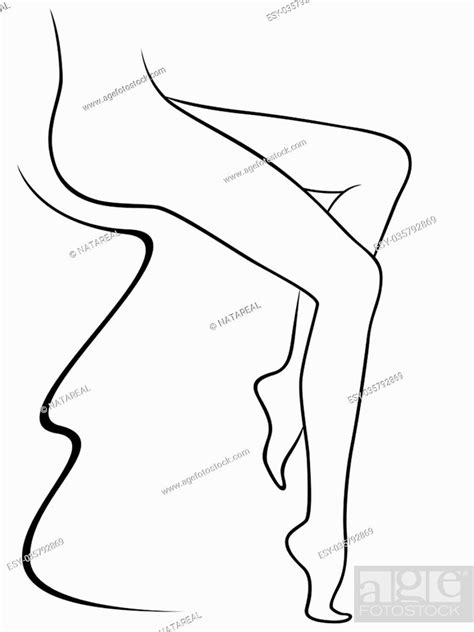 Abstract Lower Part Of Graceful Sitting Female Body Hand Drawing Vector Outline Stock Vector