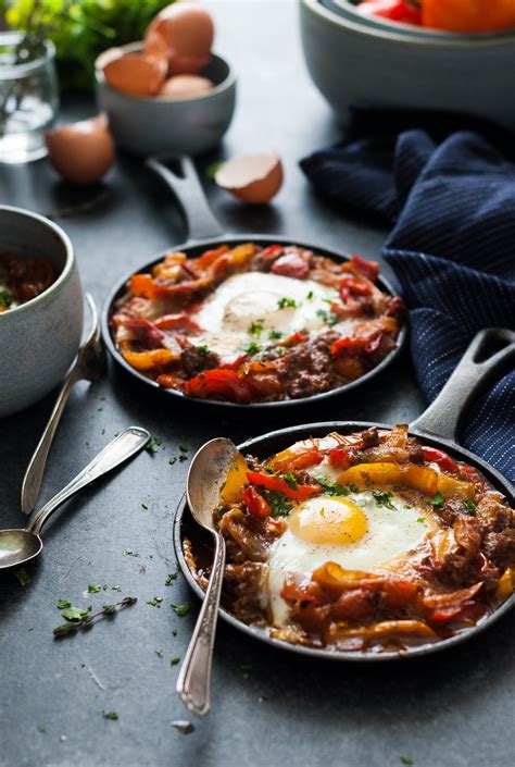 Once shimmering, add the diced onion and sweat the onions for 3 minutes over moderate heat. THE WEEKEND BREAKFAST: Sausage Shakshuka - The Kitchen McCabe