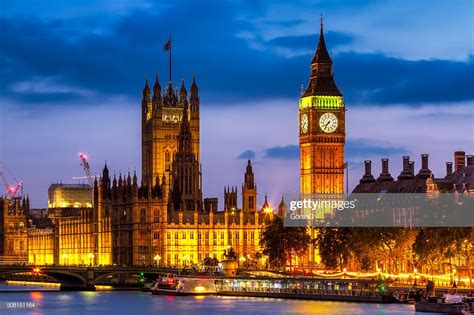 Houses Of Parliament At Night Westminster London Uk High