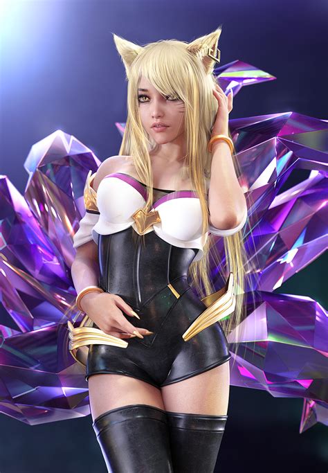 Sevenbees Ahri League Of Legends Women Blonde Fox Ears League Of