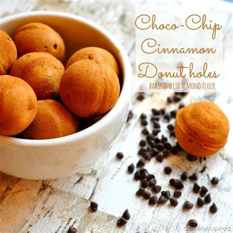 Chocolate Chip Cinnamon Donut Holes In A White Bowl With Coffee Beans