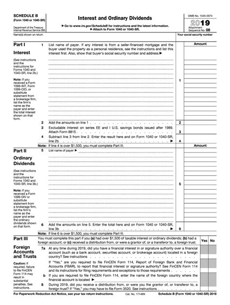Irs Schedule B Printable Form Printable Forms Free Online