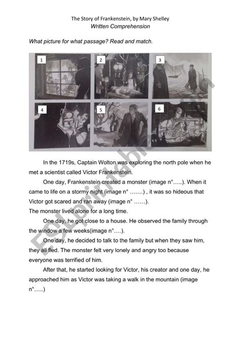 Frankenstein Read And Match With The Images Esl Worksheet By Isab Elle