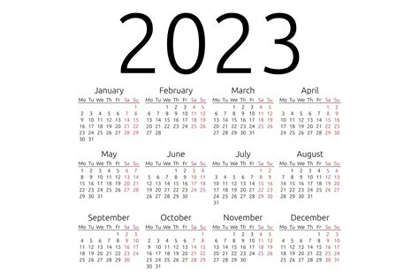 Calendar Template 2023 Photoshop Printable Calendar 2023
