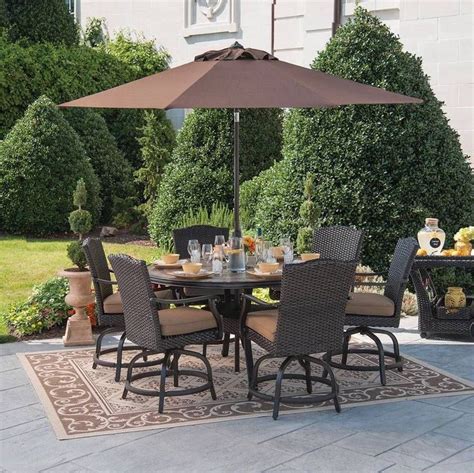 New 2 pack iron bar height patio outdoor bistro chairs best bar height patio chairs from furniture traditional bar height patio set for stylish. 7pc Outdoor Wicker Dining Set Balcony Height Bar Table ...