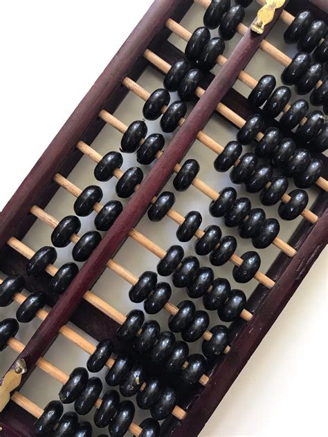 mid century vintage chinese wooden black abacus counter / counting numbers