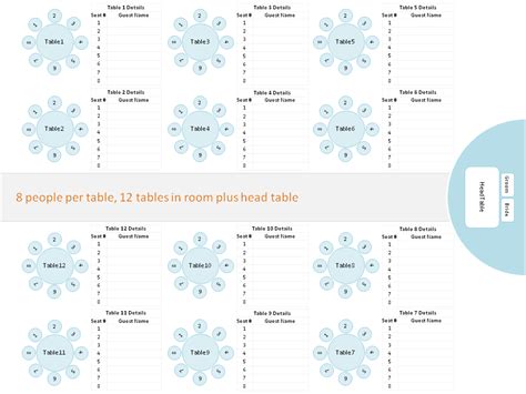 Round Table Seating Chart For 8 Elcho Table