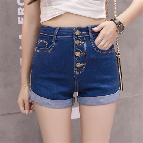 Kymakutu Chic Single Breasted Denim Shorts Women 2018 New Summer High Waist Jean Short Pants