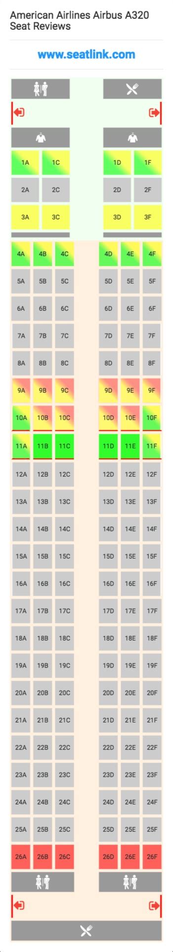 American Airlines Airbus A320 Seating Chart Updated February 2024