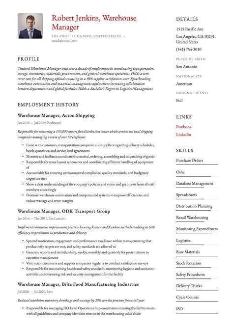 Resume samples for warehouse jobs outstanding resume warehouse. Warehouse Manager Resume & Writing Guide | +18 Templates