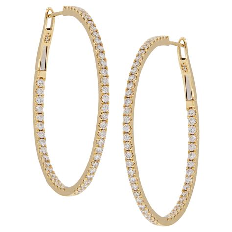 Inside Outside Diamond Oval Hoop Earrings In 18 Karat White Gold For